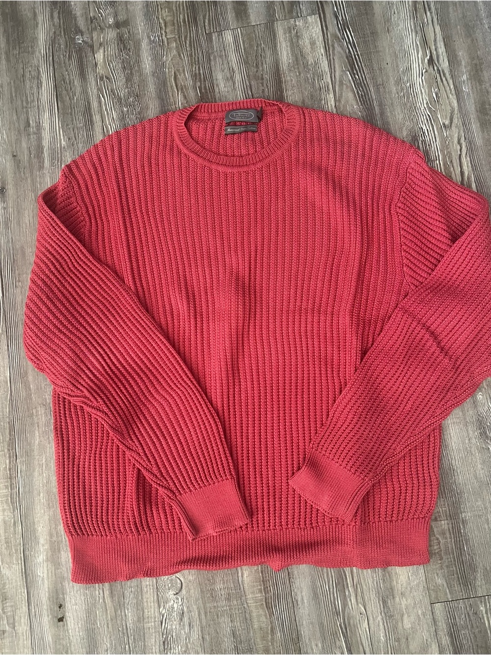 Men's Deep Dark Pink Ribbed Crewneck Sweater . Size XL
